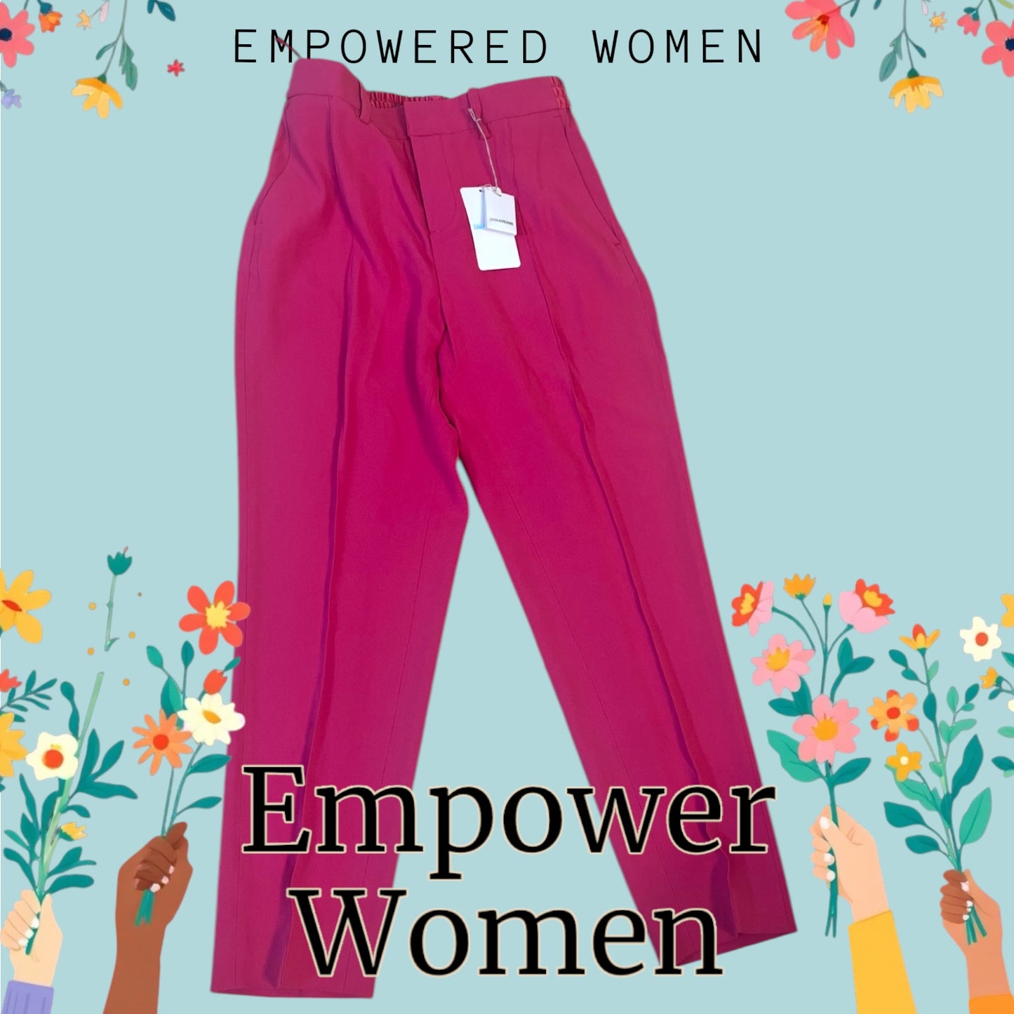 ZADIG & VOLTAIRE Panda Satin Dress Pants Sz 38~Adjustable Waist ~Raspberry retail $328