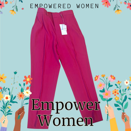 ZADIG & VOLTAIRE Panda Satin Dress Pants Sz 38~Adjustable Waist ~Raspberry retail $328
