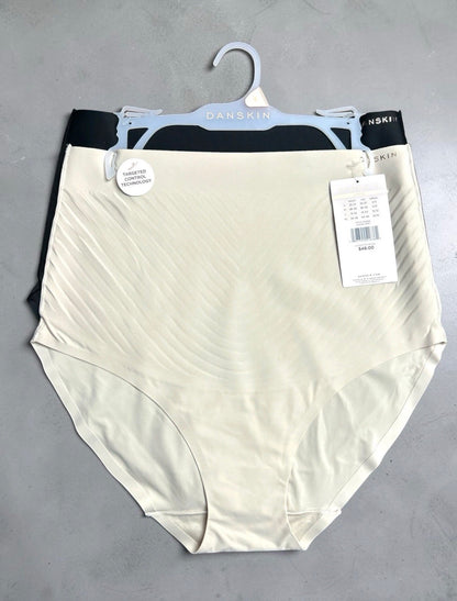 Danskin DS3264 Women's Shaping Briefs 2-Pack – Black & Ivory
