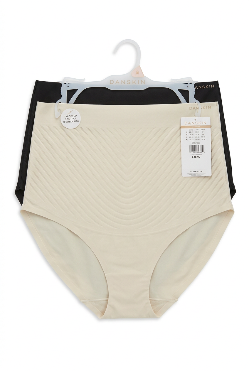 Danskin DS3264 Women's Shaping Briefs 2-Pack – Black & Ivory