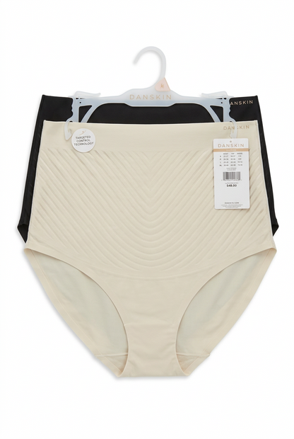Danskin DS3264 Women's Shaping Briefs 2-Pack – Black & Ivory