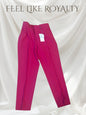 ZADIG & VOLTAIRE Panda Satin Dress Pants Sz 38~Adjustable Waist ~Raspberry retail $328