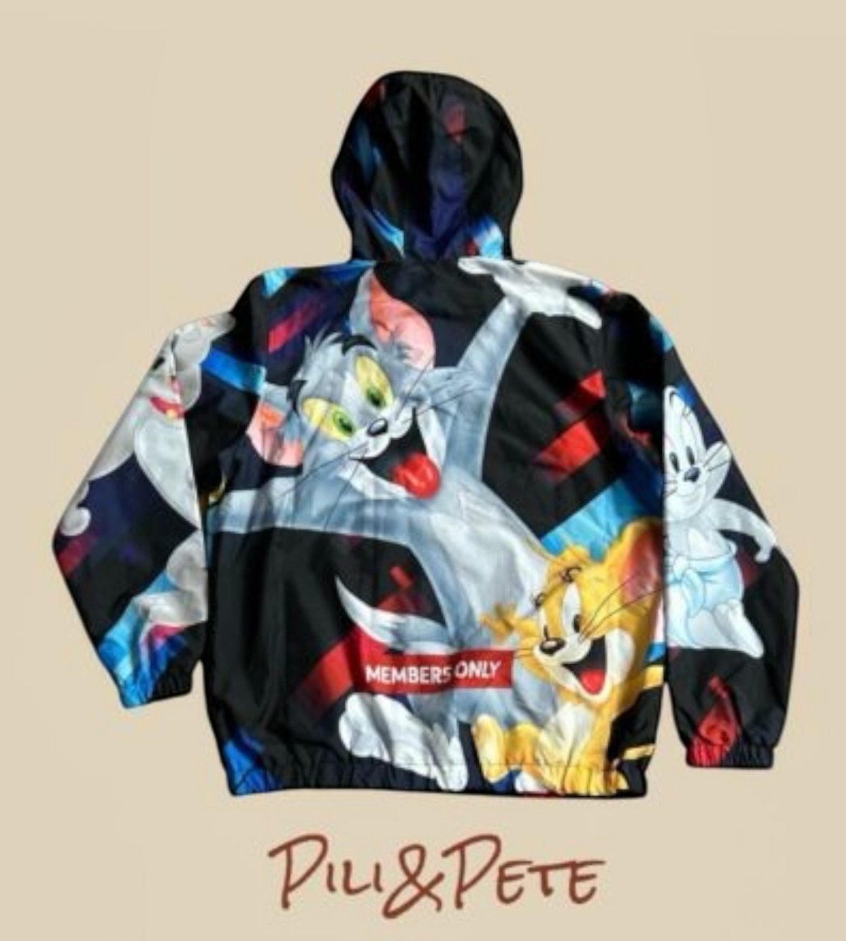 Members Only Tom &Jerry Limited Edition Printed Men Windbreaker Rain Jacket~$118